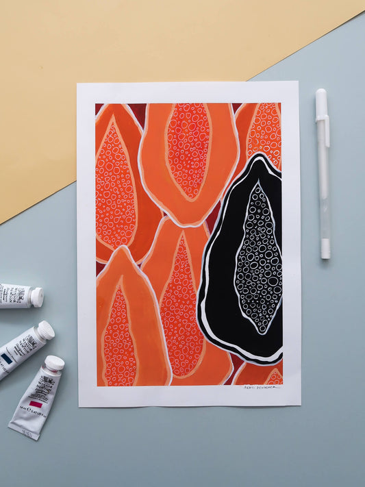 Indian Papaya – gouache painting