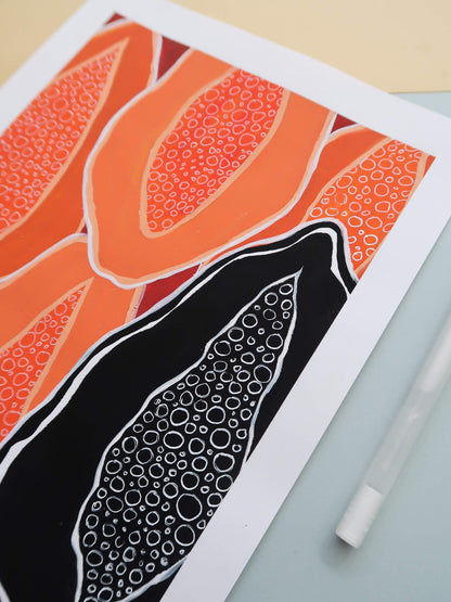 Indian Papaya – gouache painting