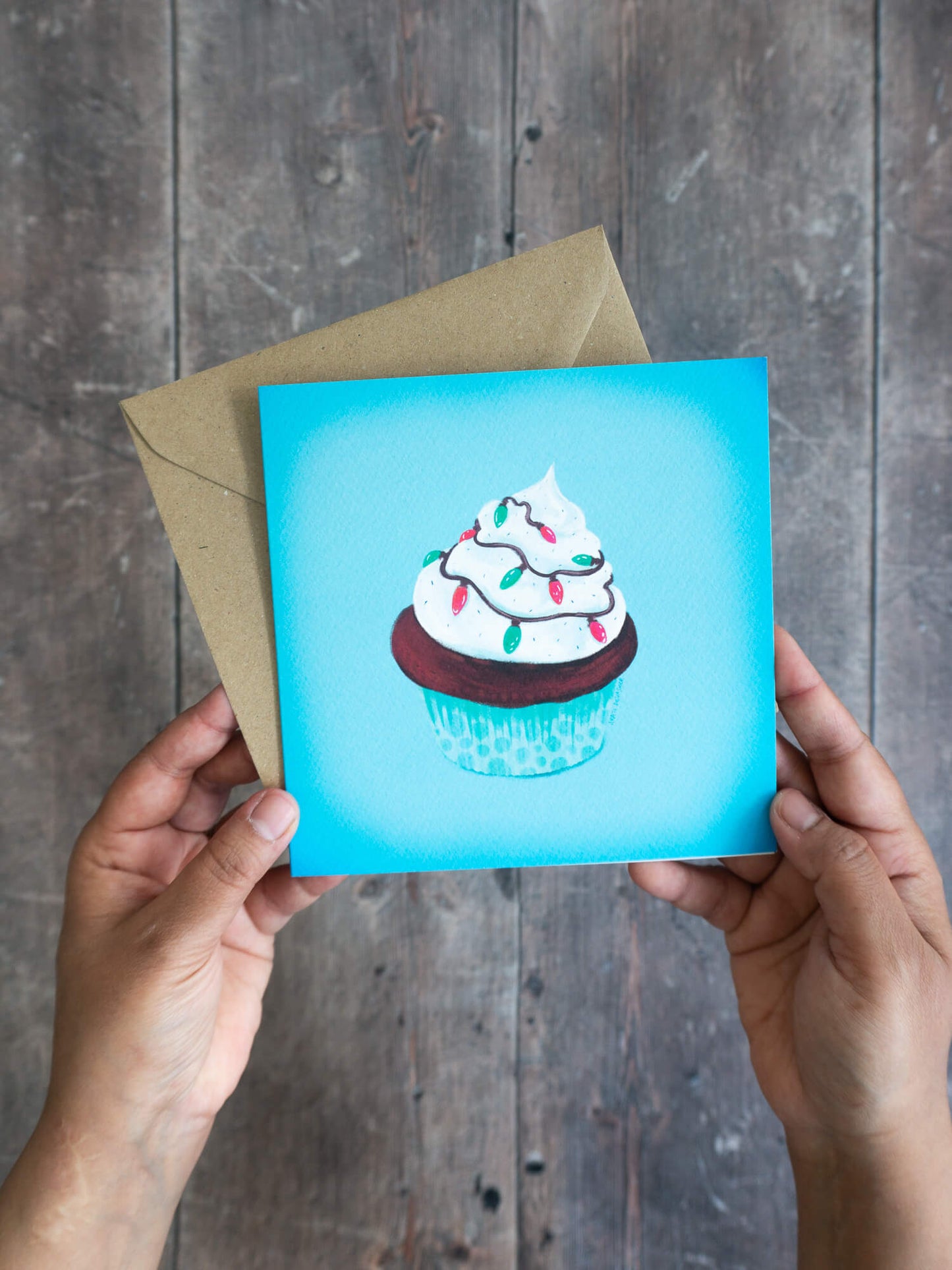 Festive Cupcake (blue) – greeting card