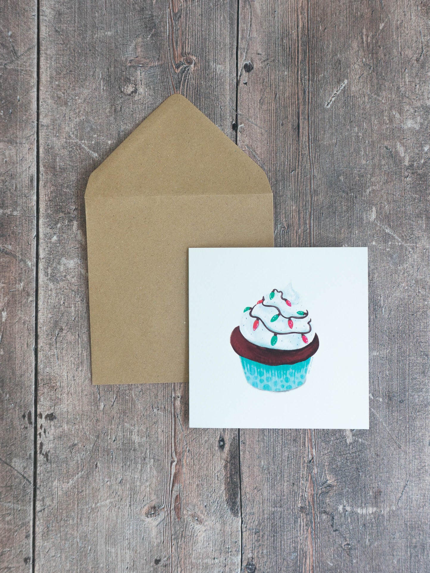 Festive Cupcake (white) – greeting card