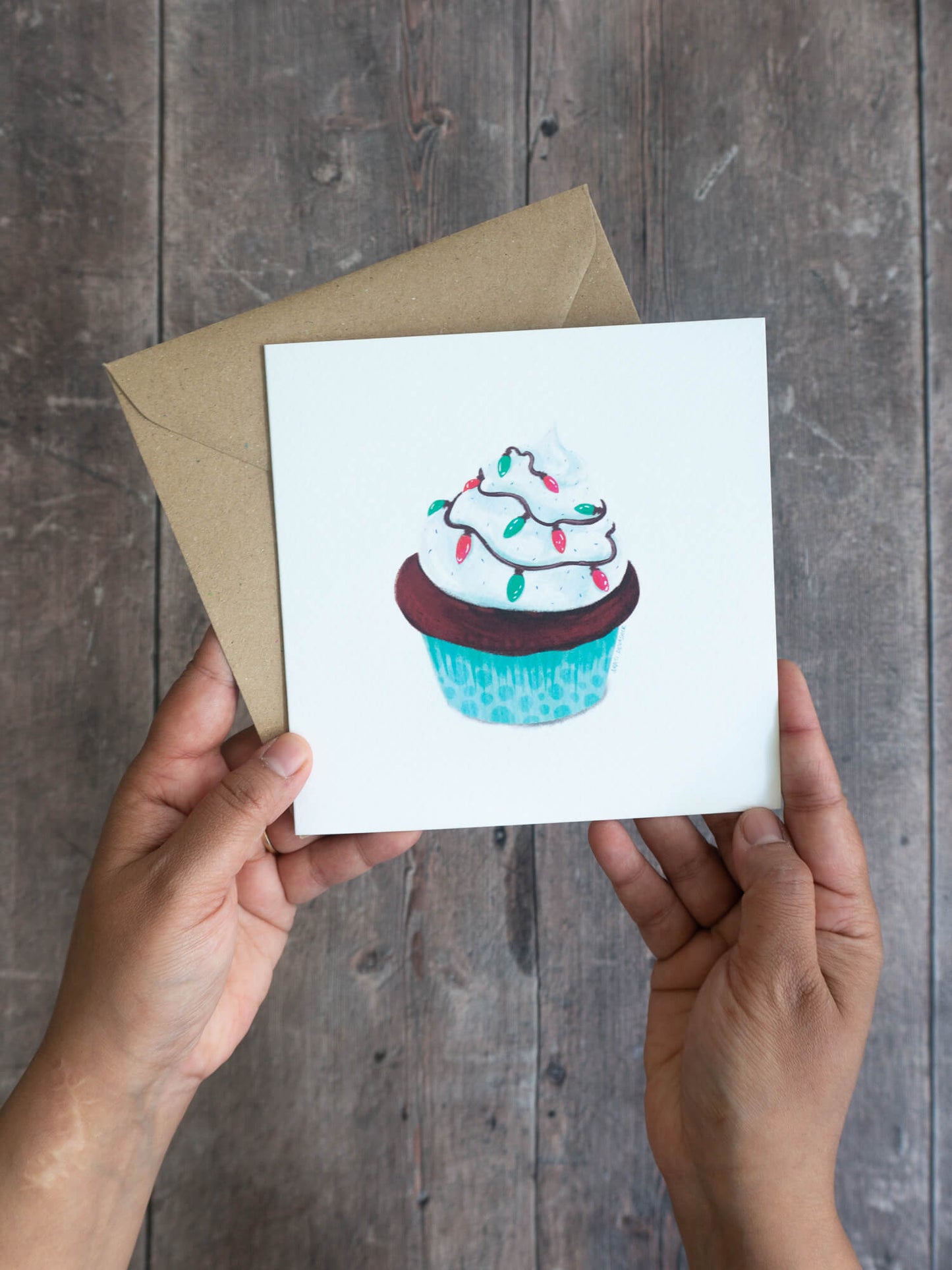 Festive Cupcake (white) – greeting card