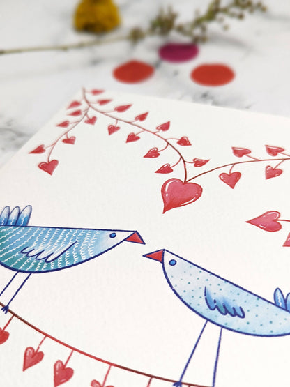 Lovebirds – greeting card