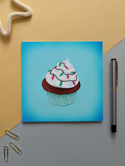 Festive Cupcake (blue) – greeting card