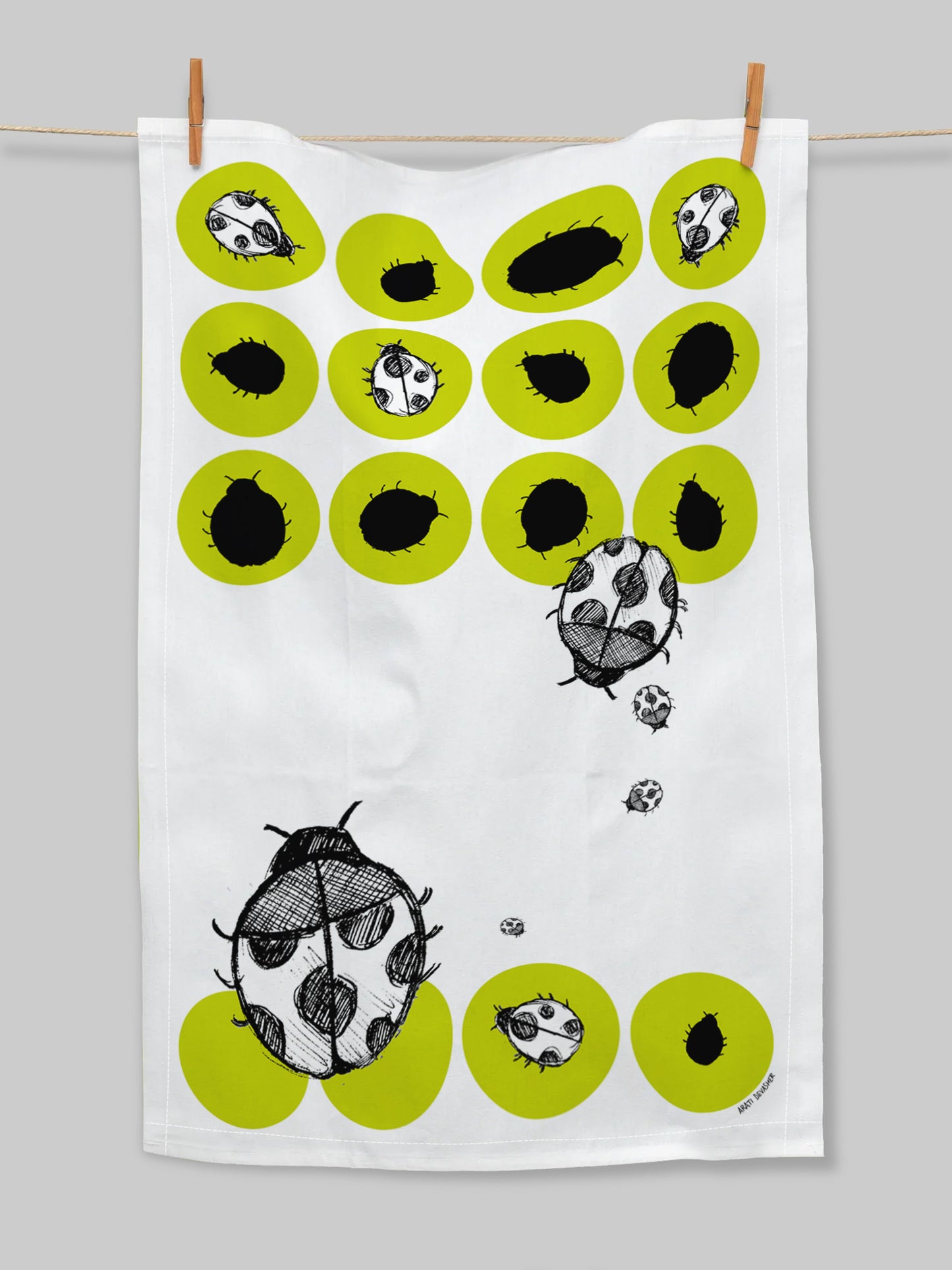 Spring Ladybirds – tea towel or wall hanging