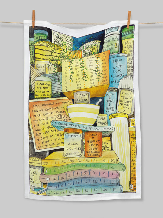 Topsy Turvy Kitchen Chart – tea towel / wall hanging