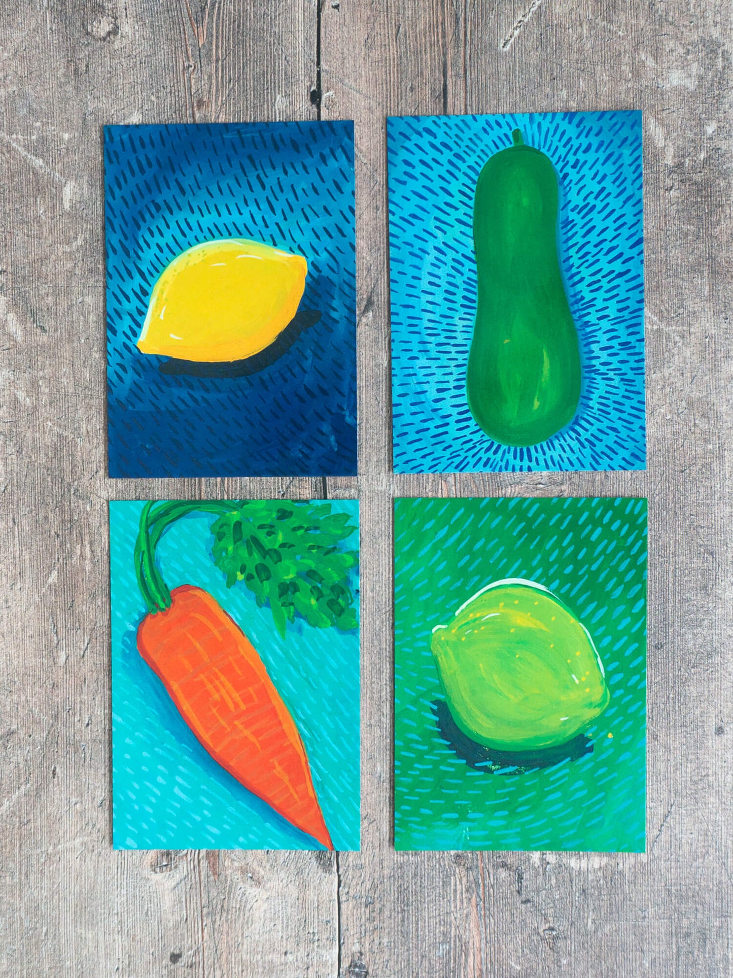 Five-a-Day Fruit & Veg – postcard / mini-print singles and sets