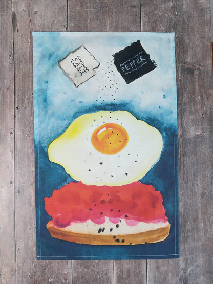 Breakfast for One – tea towel / wall hanging