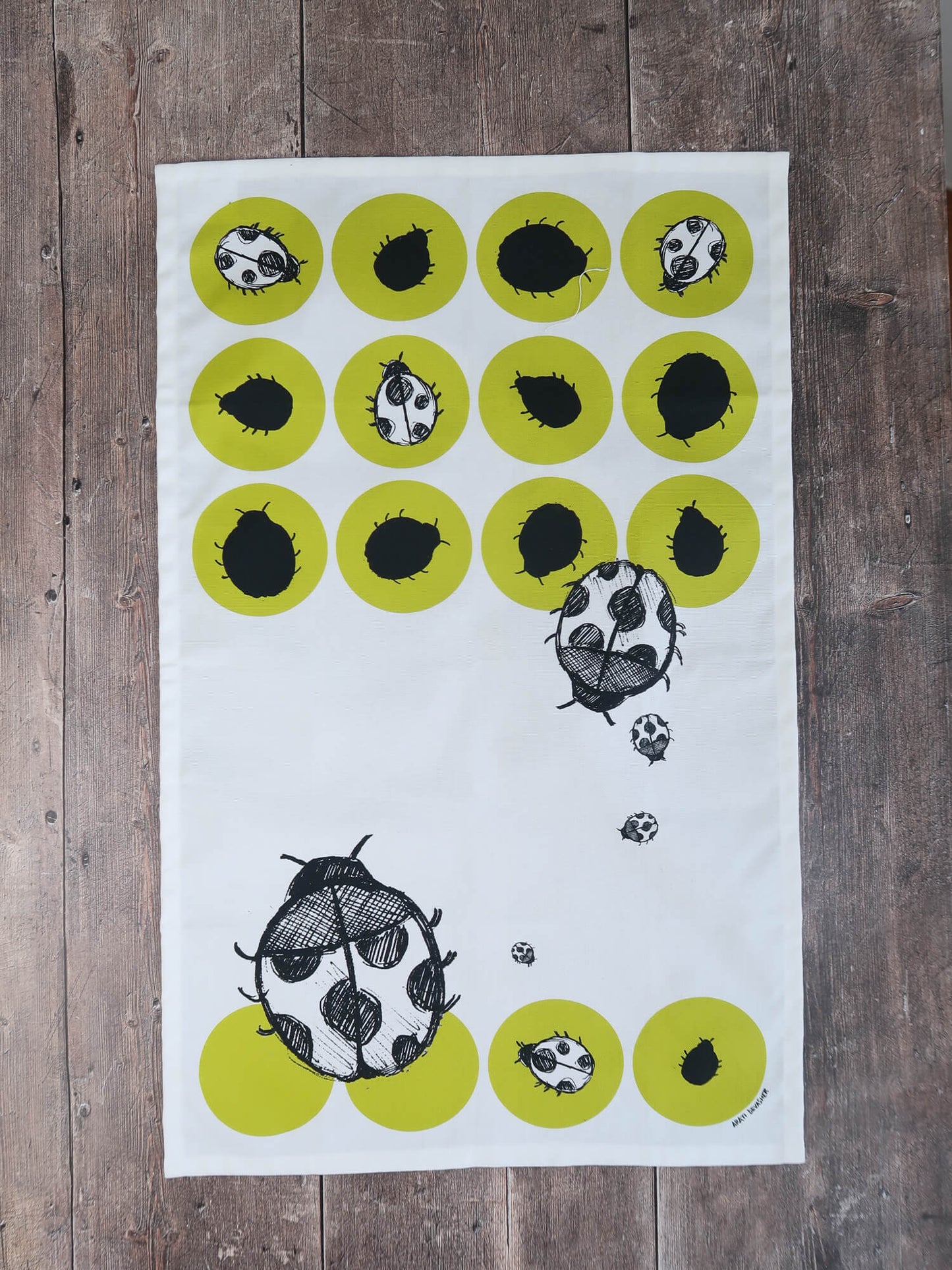 Spring Ladybirds – tea towel or wall hanging